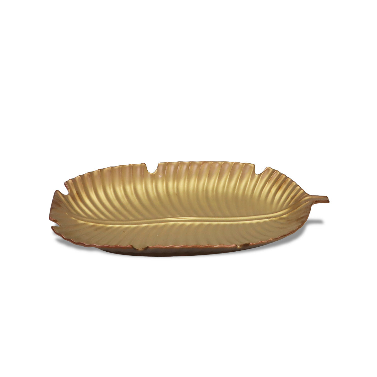 Valle Banana Leaf Rose Gold Tray | Vinoti Living