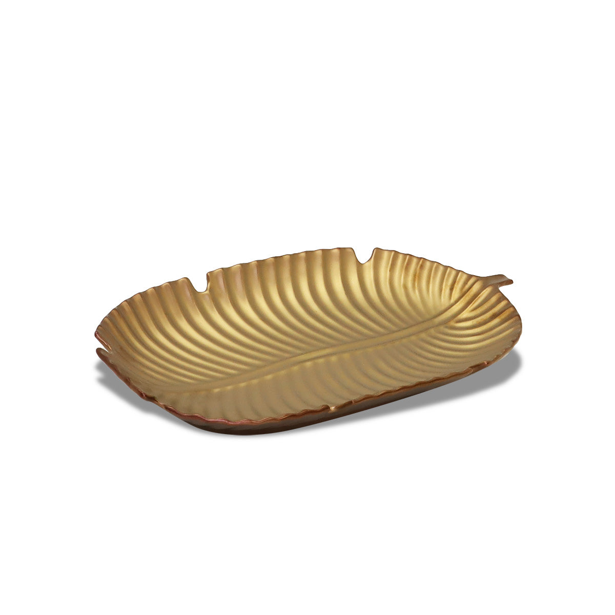 Valle Banana Leaf Rose Gold Tray | Vinoti Living