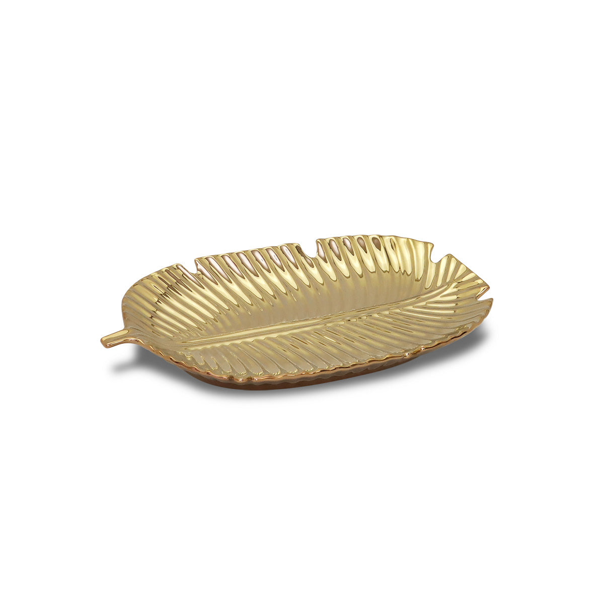 Valle Banana Leaf Copper Tray | Vinoti Living