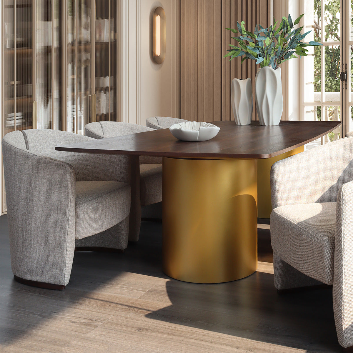 New York Dining Table - with 2 Cylinder Bases | Vinoti Living