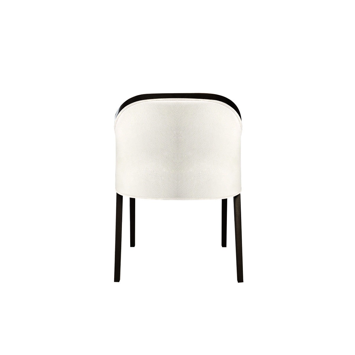 armless dining chair with low back and glossy wooden trim
