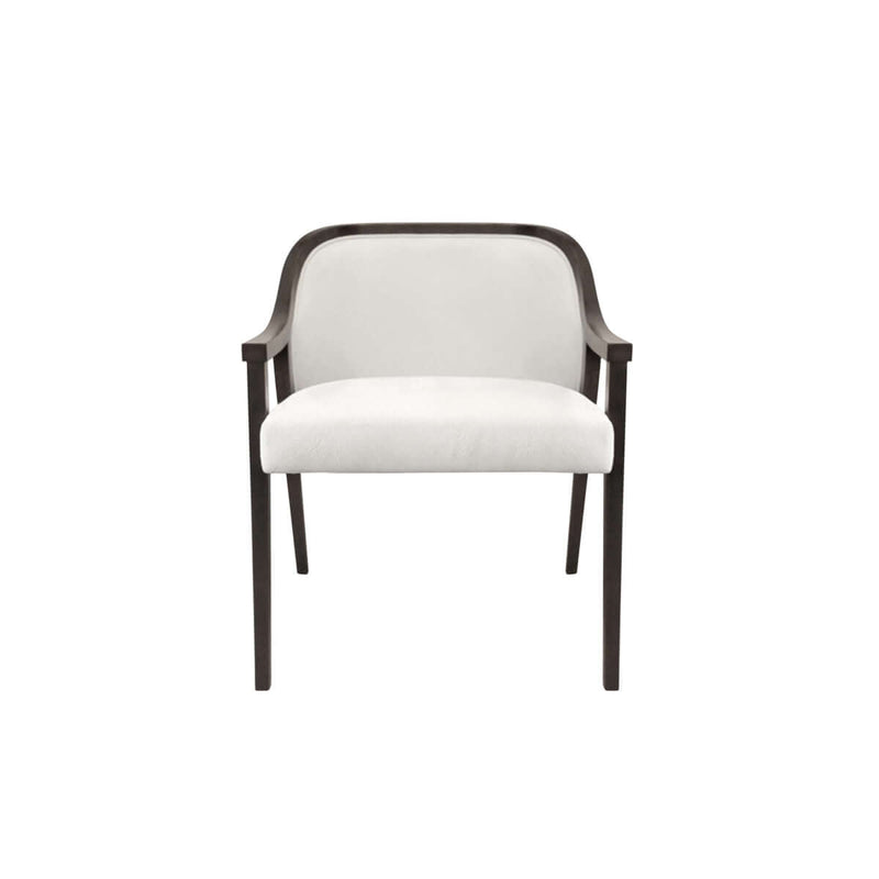 arm dining chair glossy wooden trim with straight legs front view