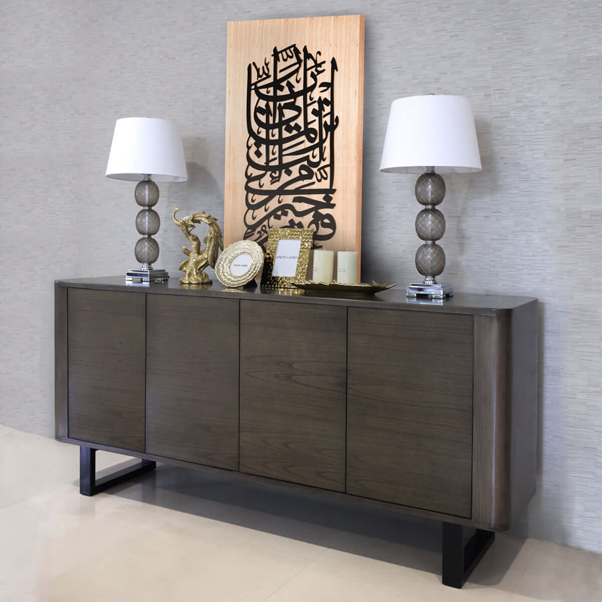 indonesian furniture online - wood sideboard with metal legs