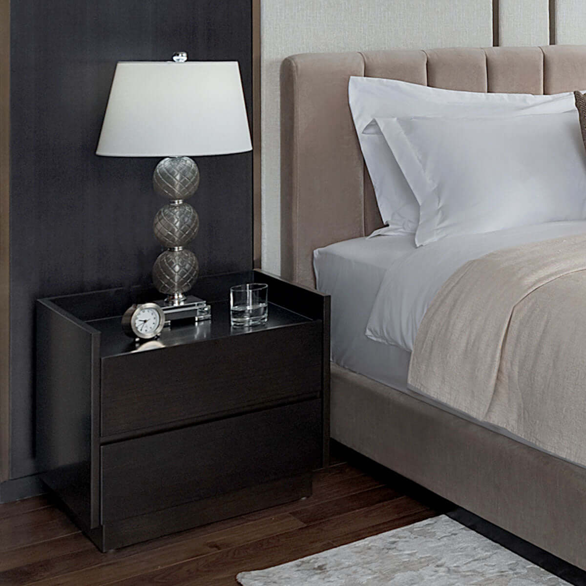 indonesian furniture online - wood bedside table with two drawers