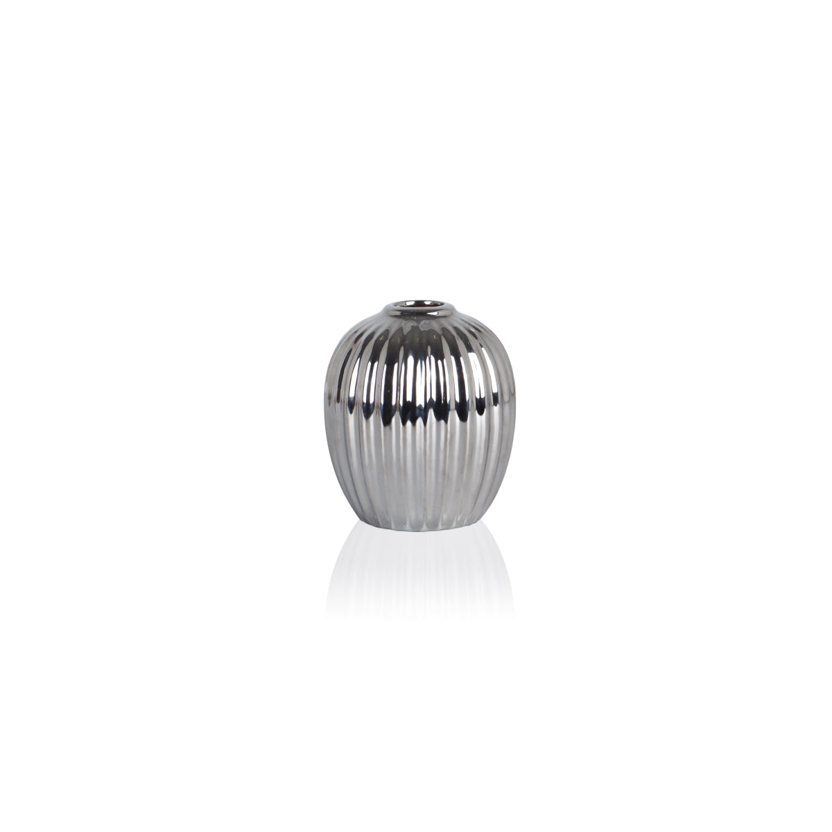 Argent Fluted Oval Vase - Accessories | Vinoti Living