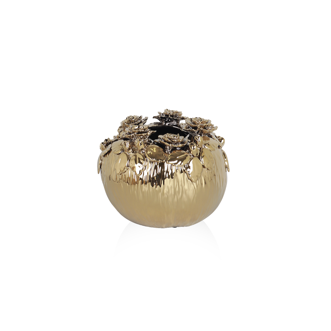 Bloom Rose Medium Gold Vase - Accessories | Vinoti Living