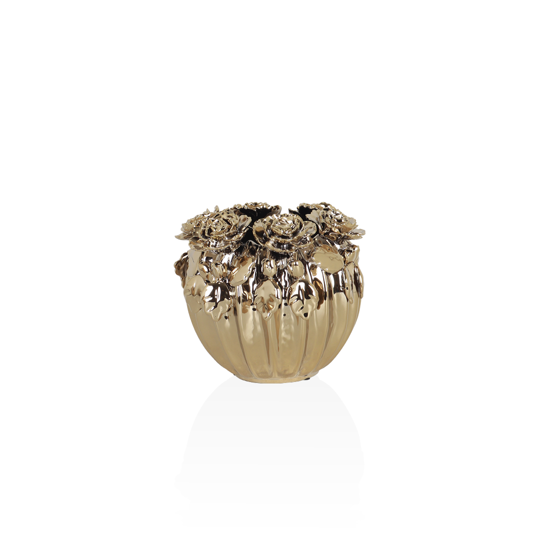 Bloom Rose Small Gold Vase - Accessories | Vinoti Living