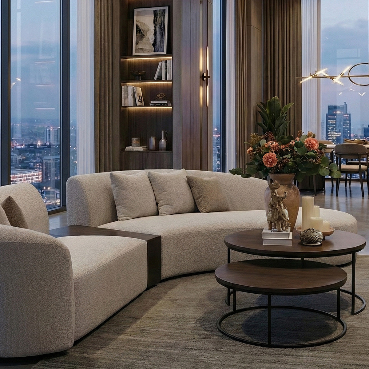 Costa Curve Sofa with Wood Top Side Table - Online Furniture | Vinoti Living