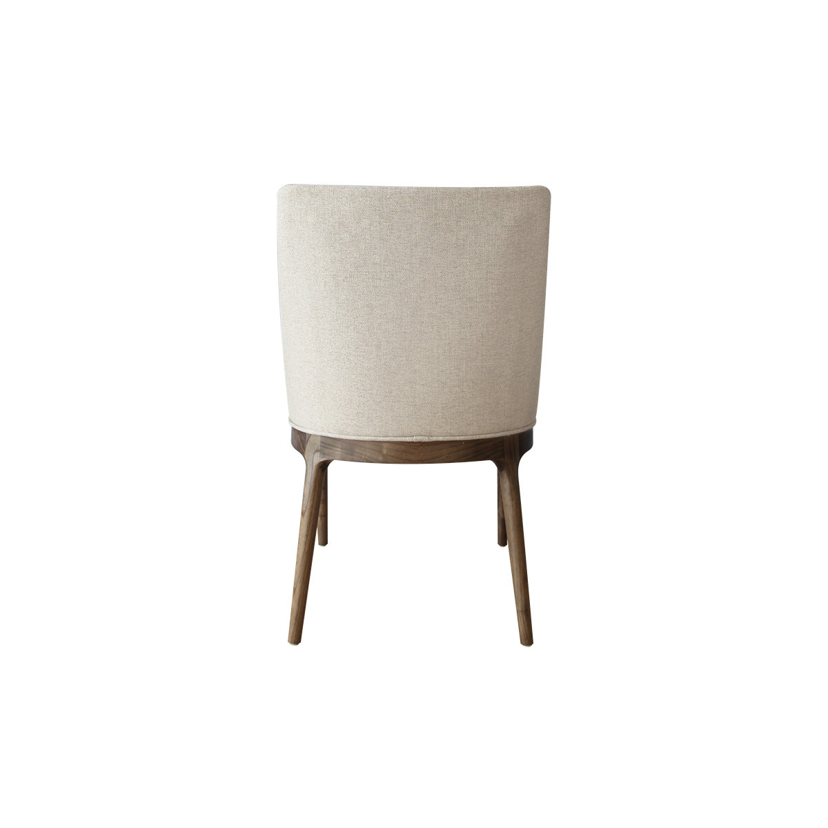 contemporary dining chair with straight wooden legs and a low backrest side view