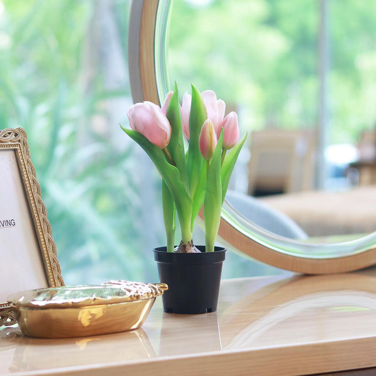 Tulip In Pot Pink Flower - Accessories | Vinoti Living