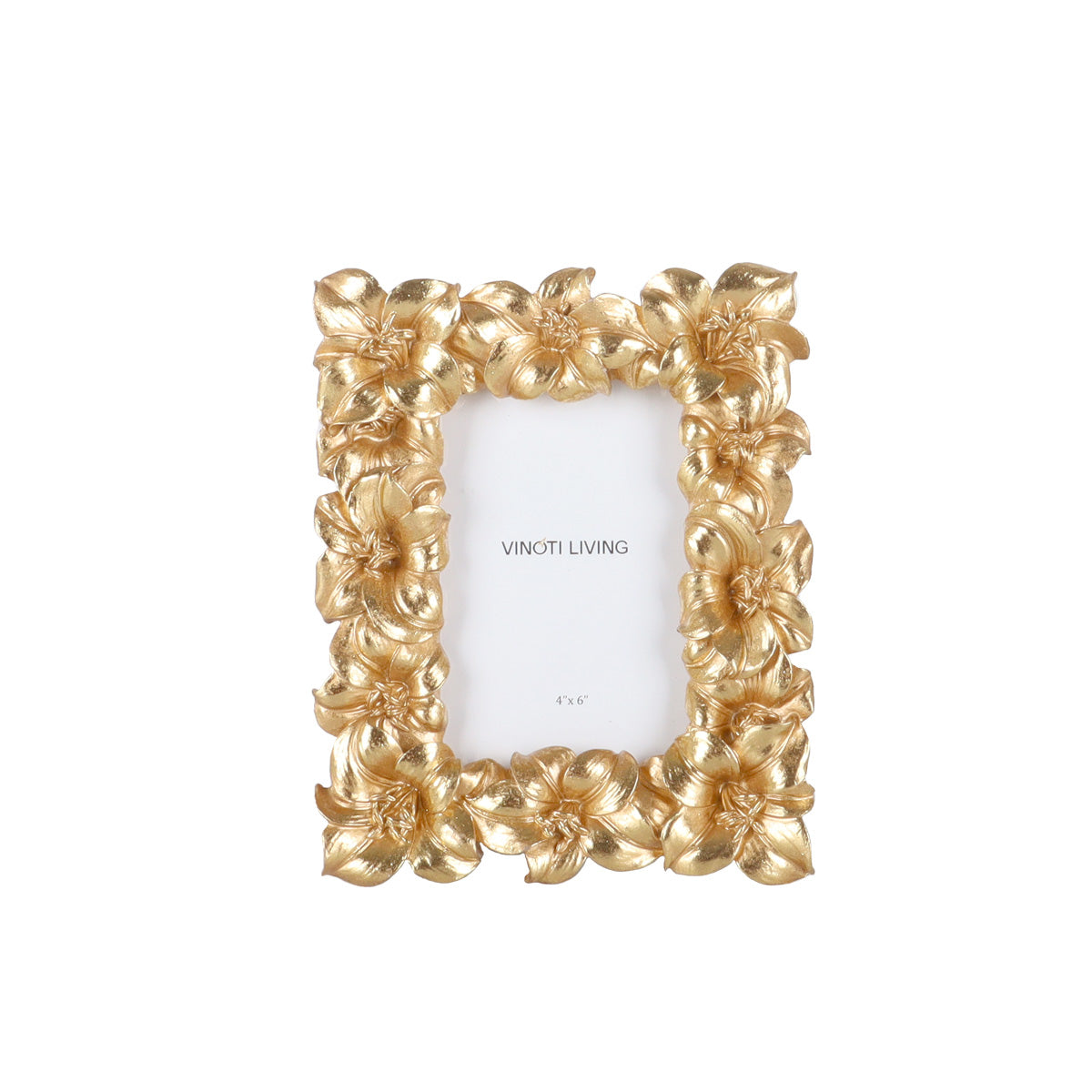 Alexandria Hibiscus Gold Photo Frame 4x6 - Accessories | Vinoti Living