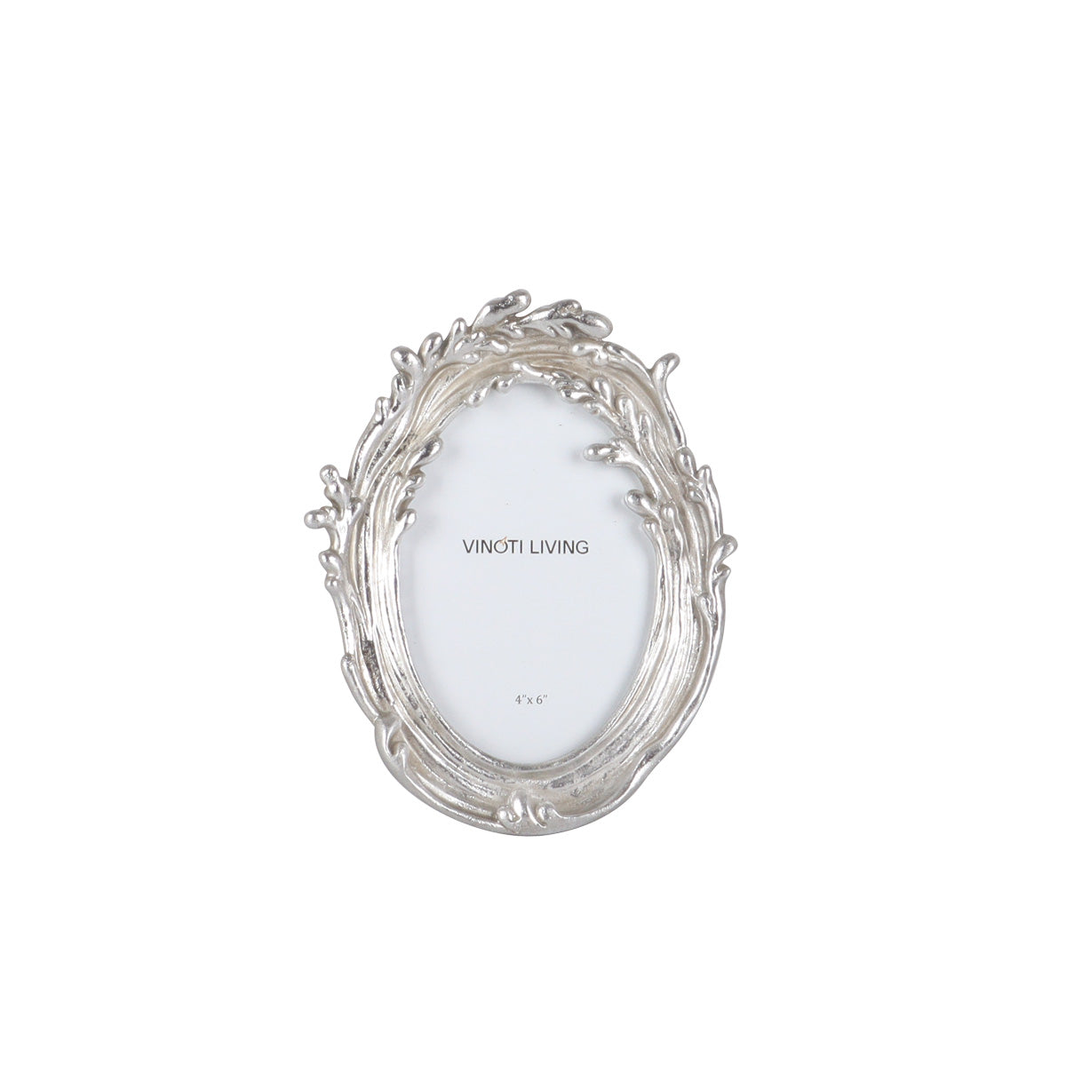 Alexandria Foliage Oval Silver Photo Frame 4x6 - Accessories | Vinoti Living