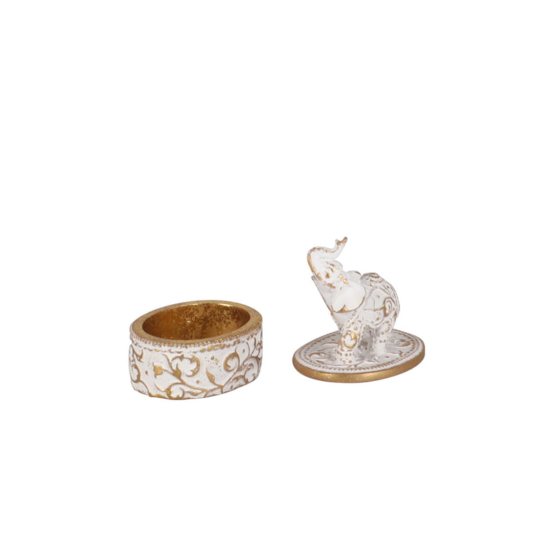 Alexandria Elephant White Gold Jewelry Box | Vinoti Living