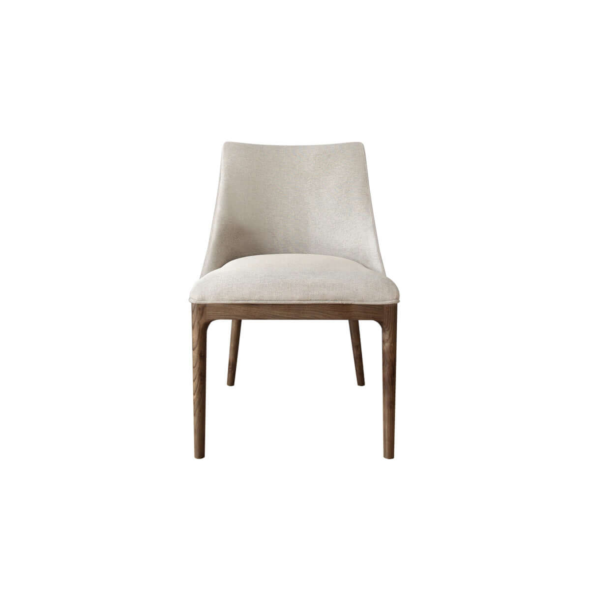 contemporary dining chair with straight wooden legs and a low backrest