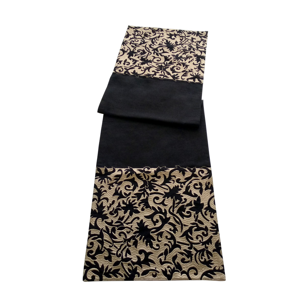 Gold Flora on Black Runner - Vinoti Living