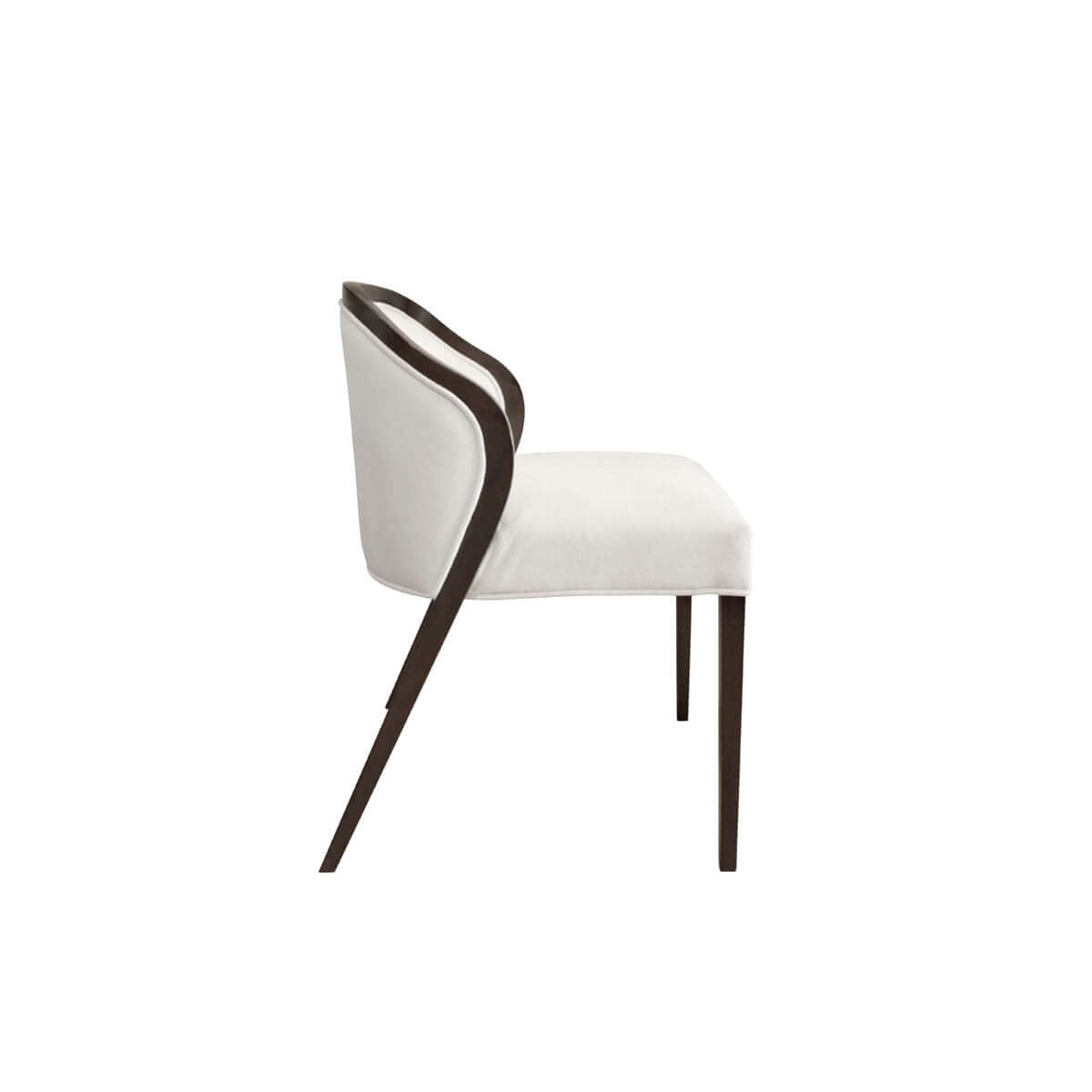 armless dining chair with low back and glossy wood straight legs