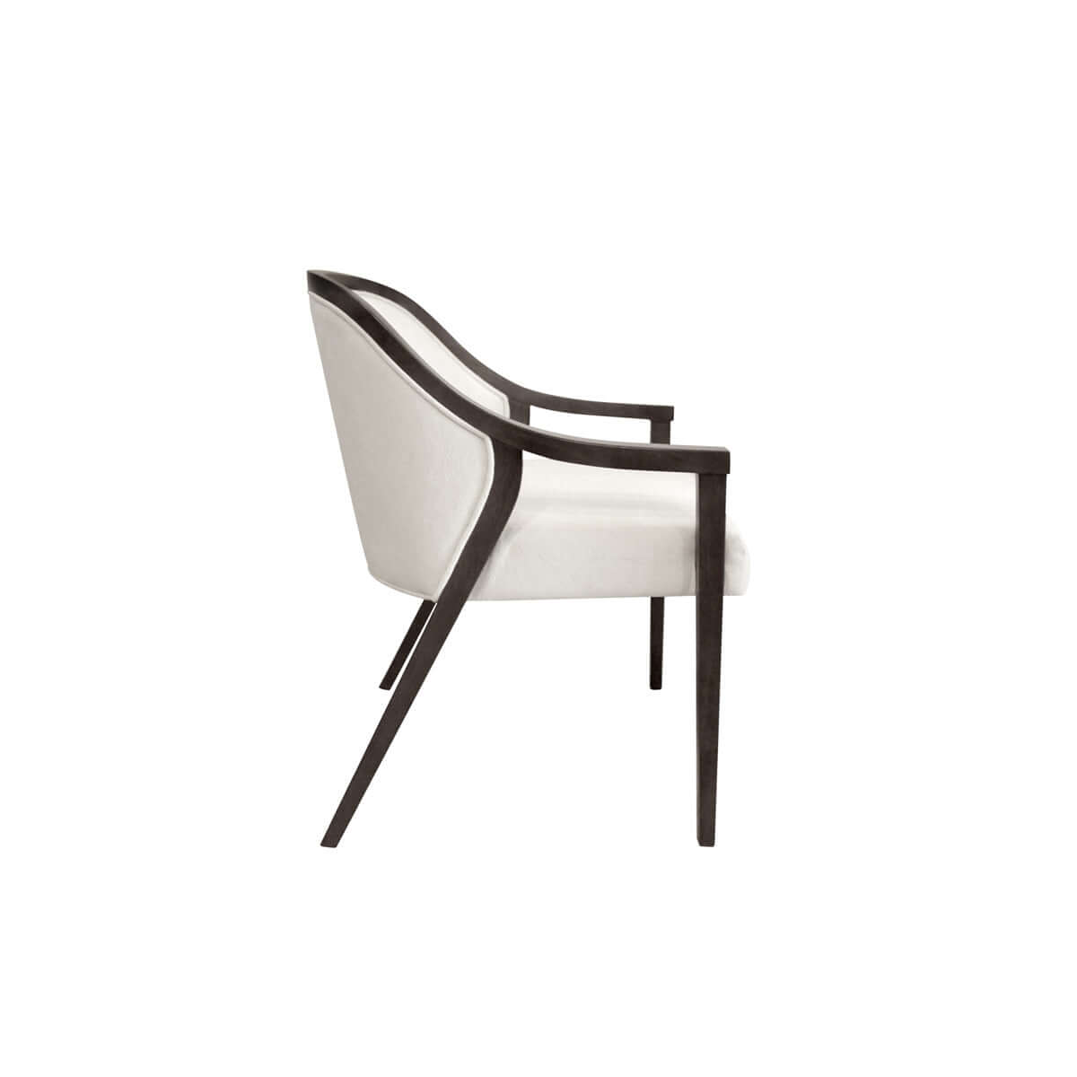 arm dining chair glossy wooden trim with straight legs side view