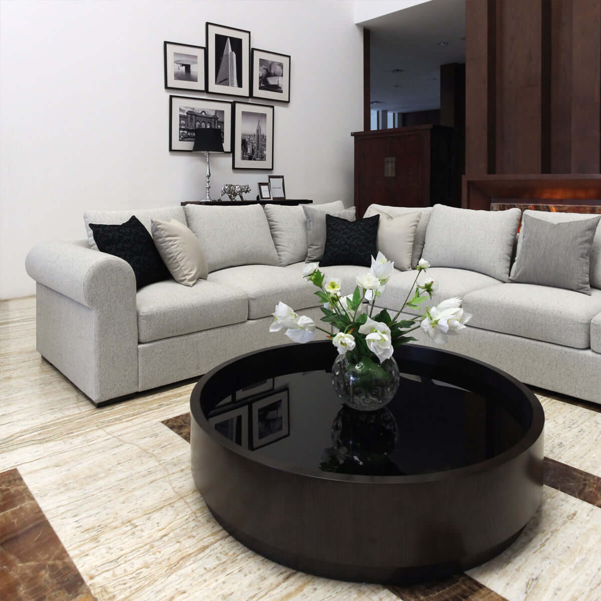 indonesia online furniture - round coffee table with veneer white ash