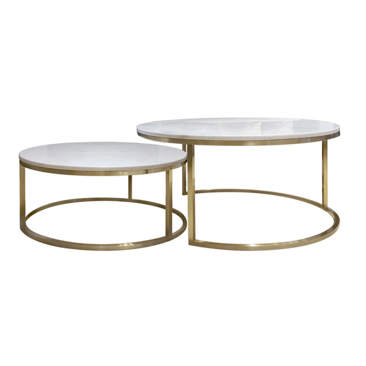 Slimline Marble Round Coffee Table Set | Vinoti Living