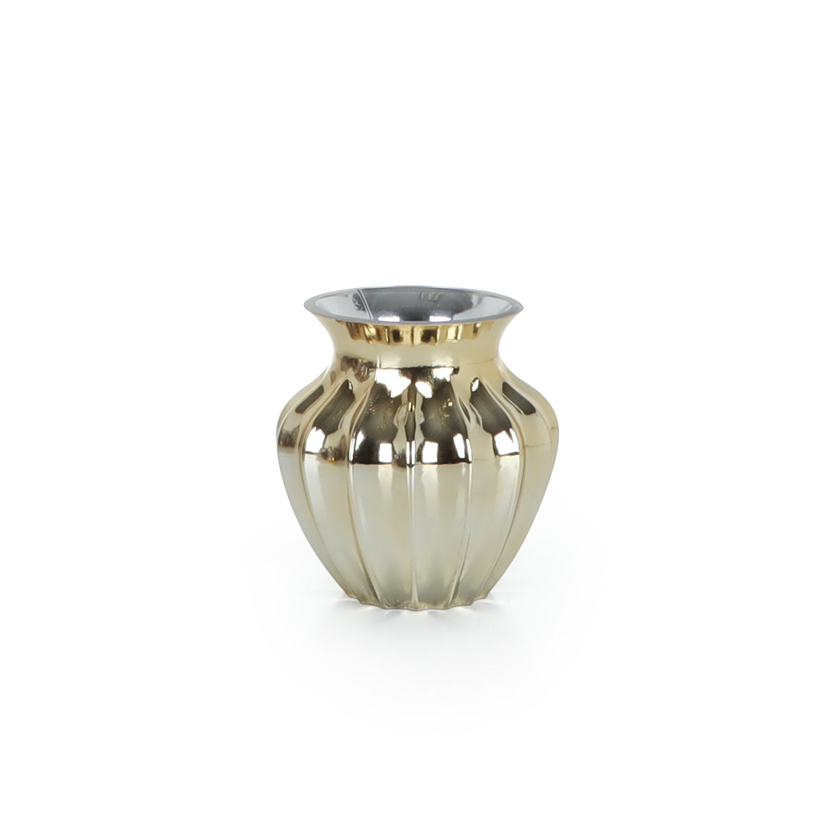 Spring Rounded Vase Short Brass - Vases & Centerpieces | Vinoti Living