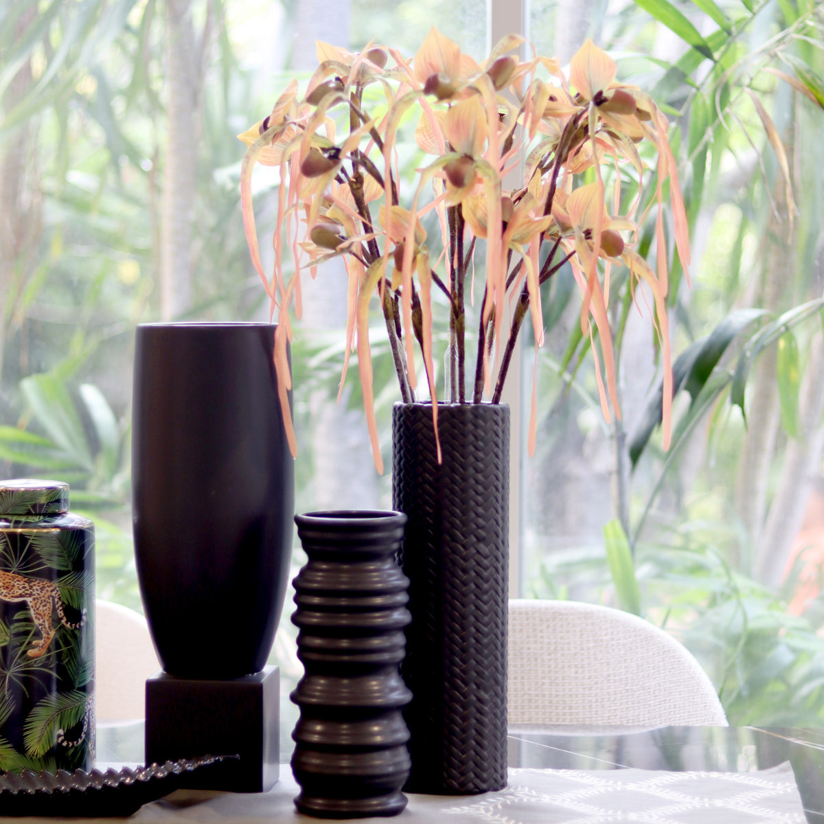 Waving Orchid X3 - Orange Flower - Accessories | Vinoti Living