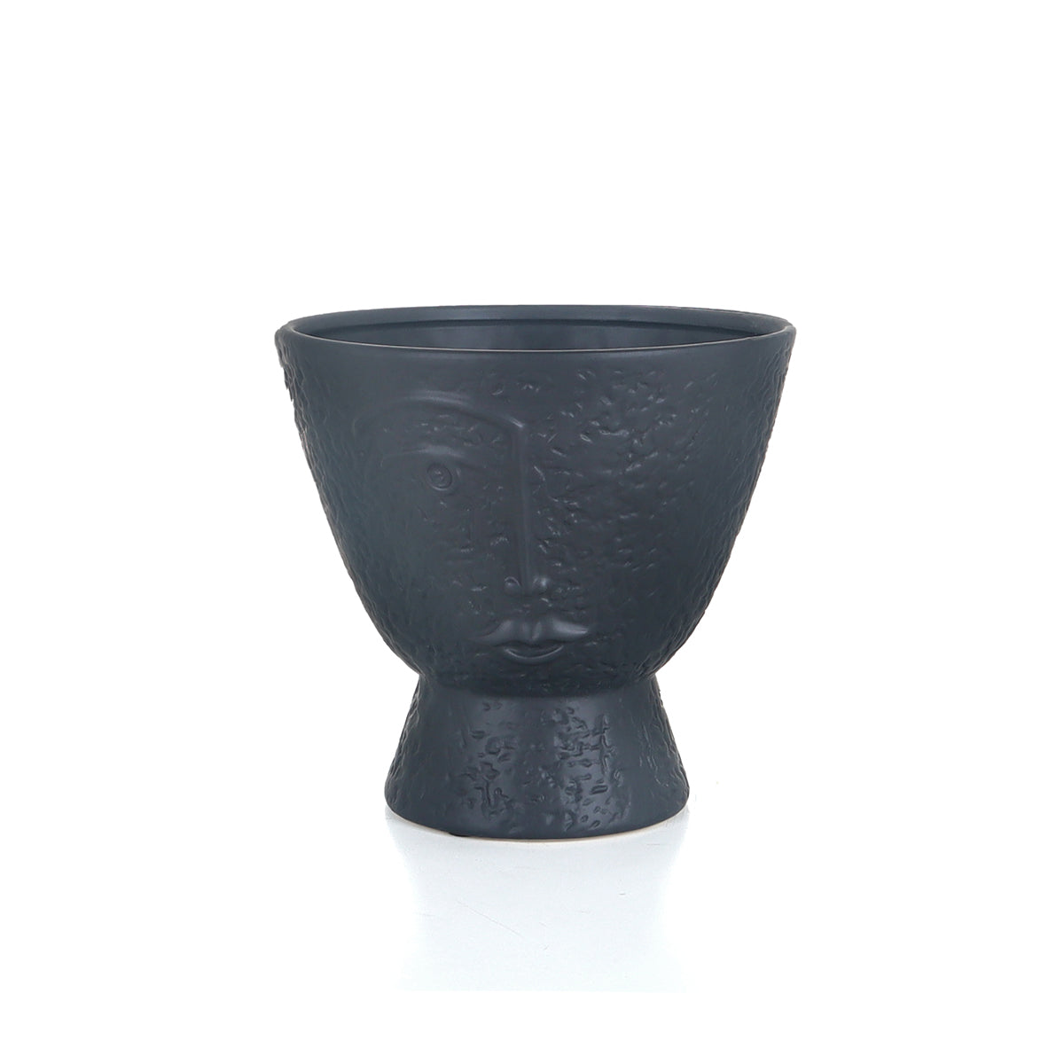 Sanibel Face Short Black - Vase | Vinoti Living